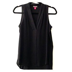 Vince Camuto black v-neck sleeveless blouse.